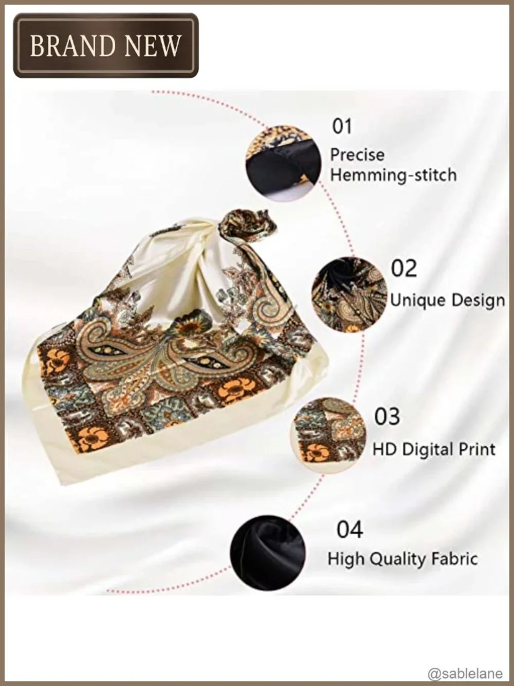 Silk Like Square Scarves for Women 4 Pack 35x35 Large Satin Head Scarf Neck